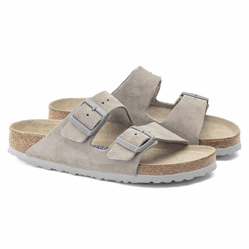 Birkenstock Soft Footbed Ruskind Arizona Dame Grå | DK 8TCE